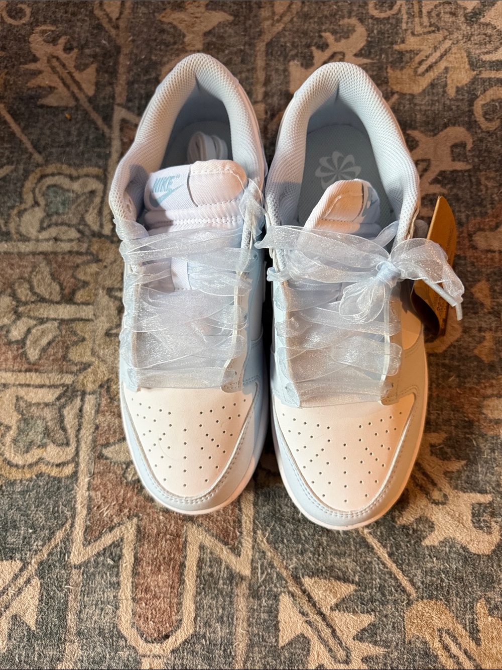 Nike White Low-Top Sneakers with Sheer Ribbon Laces